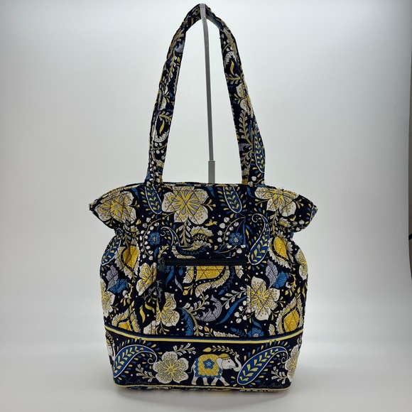 Vera Bradley Handbags - Vera Bradley Indigo Pop Quilted Cotton Tote‎ Bag Floral Elephant Blue Yellow